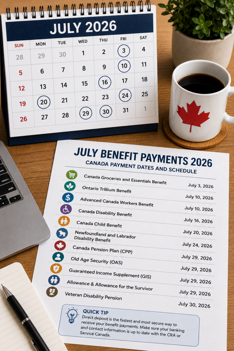 July Benefit Payments 2026 Canada Payment Dates and Schedule